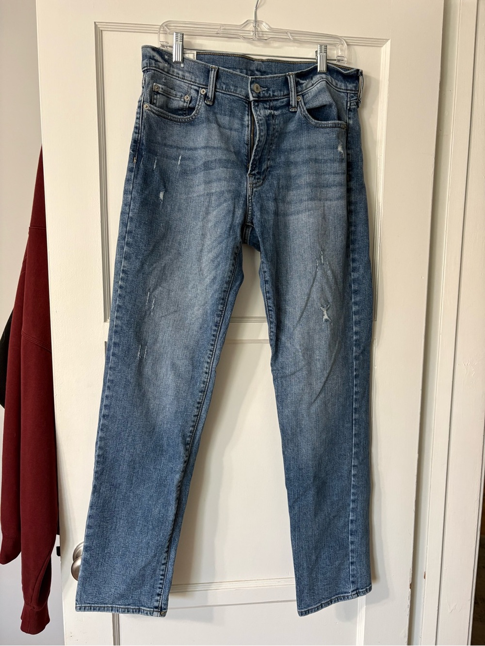 Men's Abercrombie Straight Stretch Blue Distressed Jeans
